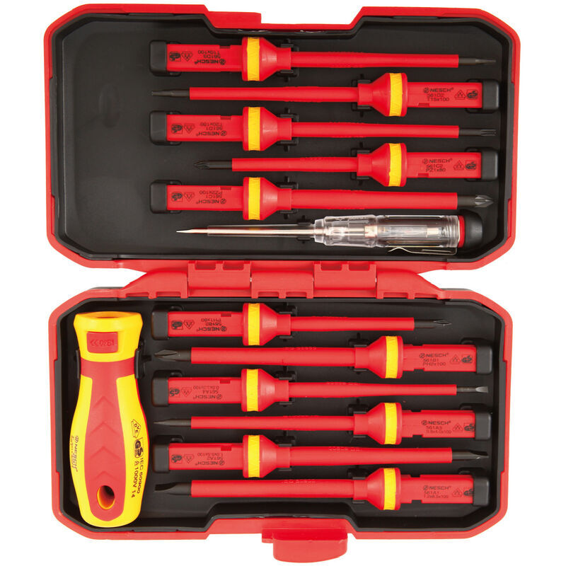 Tournevis isolé 1000 V magnétique manuel Kit,13pcs interchangeables Tournevis isolés Set avec outils de réparation électricien outils de réparation