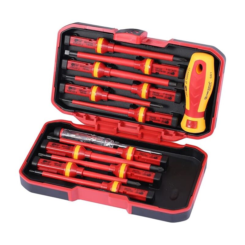 Tournevis Isolé 13 pcs 1000 V Geevorks - Poignée Ergonomique, Embouts Magnétiques, Acier Chrome Vanadium, Design Isolé, avec Étui de Rangement