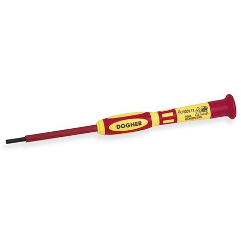Tournevis isotherme, VDE 1000V, Tournevis de précision, Bouche droite, 2,0x65 mm  DOGHER 365-020-065