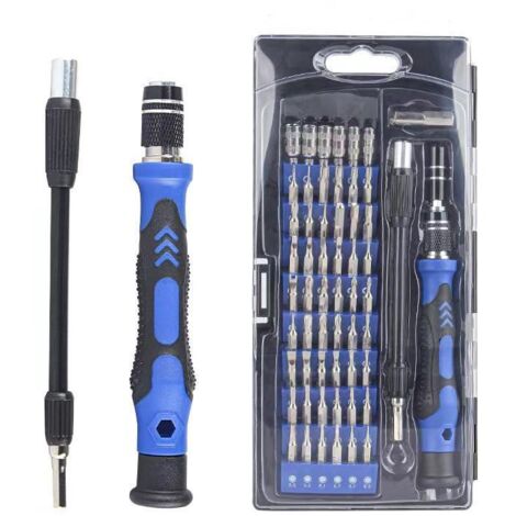 Tournevis Multifonction Bleu 58-en-1 avec Poignée Ergonomique pour Réparation Électronique - Set Complet Mobile, PC, Console