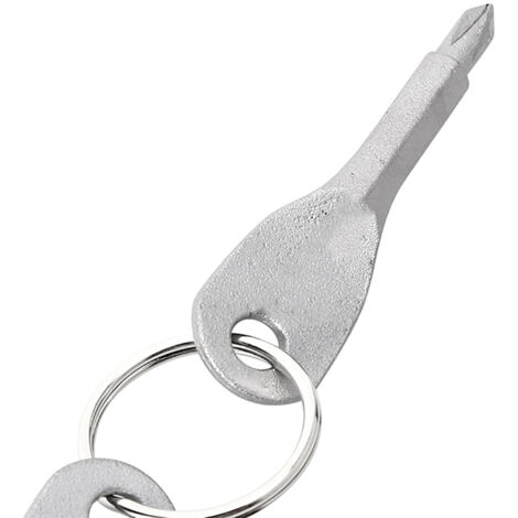 Tournevis Multifonction Porte-Clés 2 Pièces en Acier Inox pour Bricolage et Survie