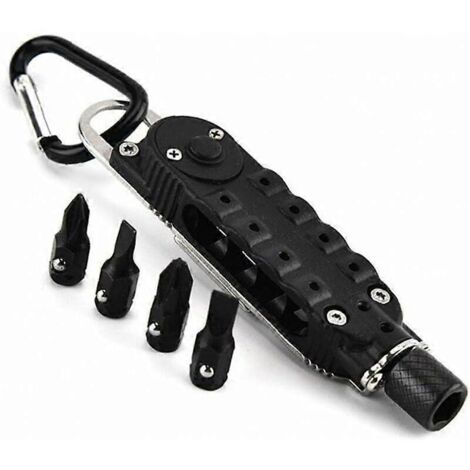 Tournevis multifonctionnel portable de poche avec lumière LED n(noir)