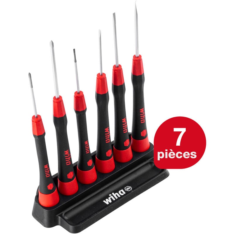 Wiha - Jeu de tournevis de précision PicoFinish® Fente, Phillips 7 pcs y compris étui (42990)