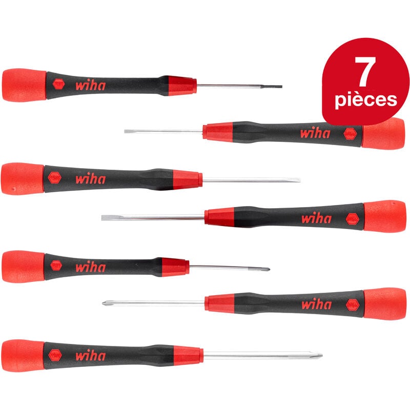 Wiha - Jeu de tournevis de précision PicoFinish® Fente, Phillips 7 pcs (42991)
