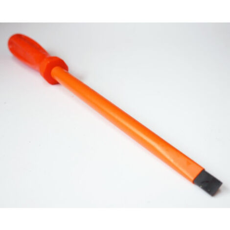 Tournevis plat 10x200mm isolé 1000V lame acier chromé manche orange pour vis tête fendue DERANCOURT