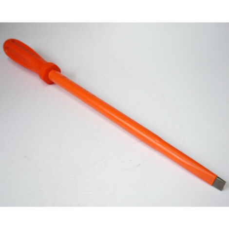 Tournevis plat 10x250mm isolé 1000V lame acier chromé manche bi-matière electricien pour vis tête fendue DERANCOURT
