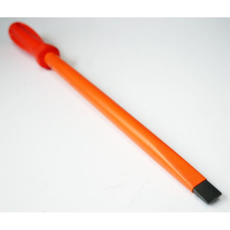 Tournevis plat 12x250mm isolé 1000V lame acier chromé manche orange pour vis tête fendue DERANCOURT