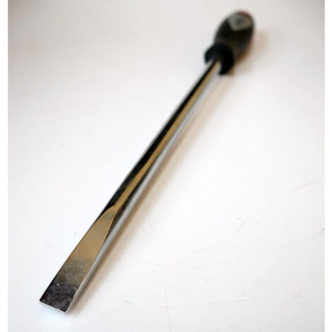 Tournevis plat 12x250mm non-isolé lame acier chromé non-decolleté manche bi-matière vis fendue DERANCOURT