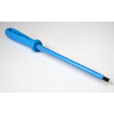 Tournevis plat 3x0.5x100mm isolé 1000V lame acier chromé manche bleu ATEX II pour vis tête fendue DERANCOURT
