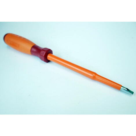 Tournevis plat 5.5x125mm isolé 1000V lame acier chromé non-decolleté manche bi-matière vis fendue DERANCOURT