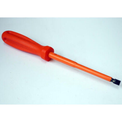 Tournevis plat 6.5x120mm isolé 1000V lame acier chromé manche bi-matière electricien pour vis tête fendue DERANCOURT