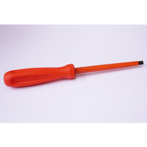 Tournevis plat 8x150mm isolé 1000V lame acier chromé manche orange pour vis tête fendue DERANCOURT