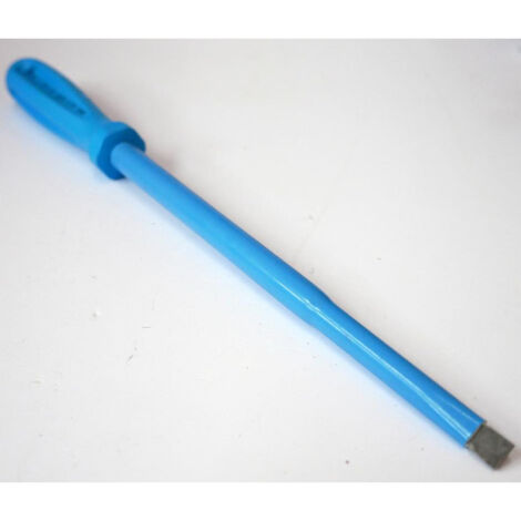 Tournevis plat 8x200mm isolé 1000V lame acier chromé manche bleu ATEX II pour vis tête fendue DERANCOURT