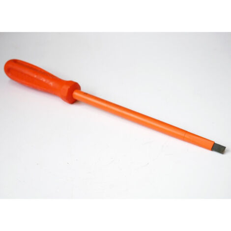Tournevis plat 8x200mm isolé 1000V lame acier chromé manche orange pour vis tête fendue DERANCOURT
