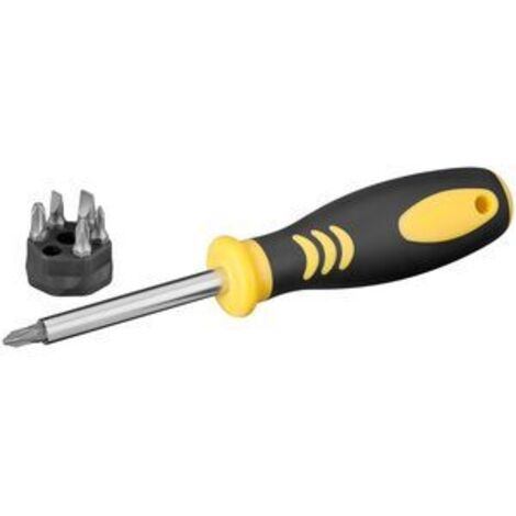 Tournevis plat et cruciforme 6 en 1 interchangeable PH0 PH1 PH2 PH3 Fixpoint 77095