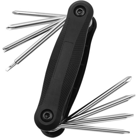 Tournevis Pliable Portable 8 en 1 Tournevis Magnétiques Noir Jeu de Tournevis Multifonctions Tournevis Plat Cruciforme Kit de Outillage à Main pour Réparation, Assemblage