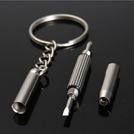 Tournevis portable et kit d'outils à main 3 en 1, kit de réparation de lunettes de soleil et de montres avec porte-clés.