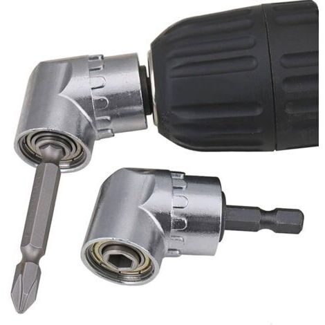 Tournevis Porte-Adaptateur 105 Degrés Perceuses à Angle Droit Pilote et Adaptateur Renvoi d'angle pour Visseuse Hexagonal 1/4 '' Accessoires pour Tournevis, 6,35MM