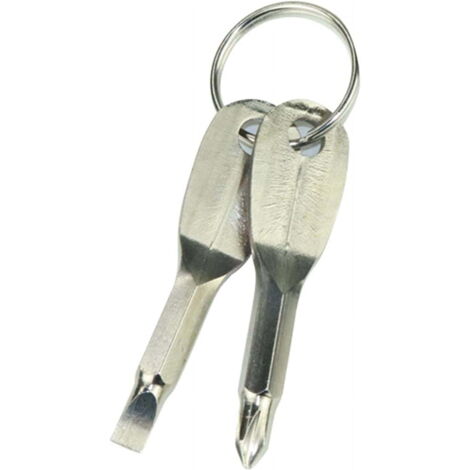 Tournevis porte-clés portable Embout cruciforme Argenté Mini outil EDC Pour réparation rapide vélo, jouets, électronique