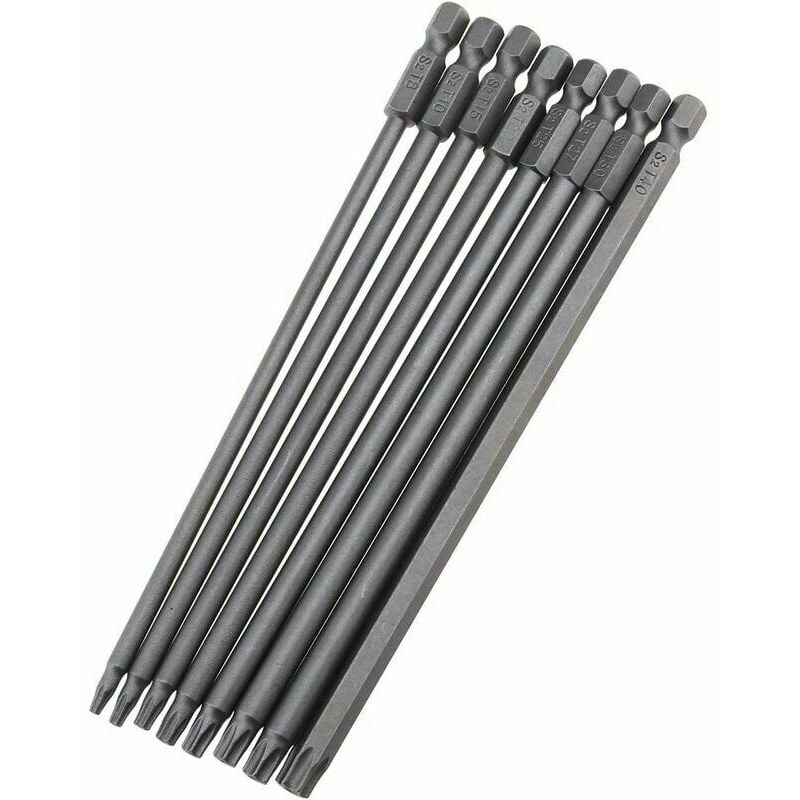 Tournevis porte-embout Lot de 8 embouts de tournevis Torx extra longs T8 T10 T15 T20 T25 T27 T30 T40 pour tournevis éectrique manuel