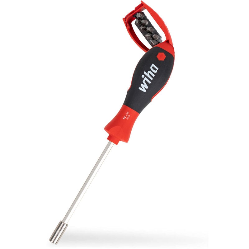 Tournevis porte-embout avec magasin d'embouts Mélangé avec 8 embouts, 1/4' sous blister (33007) - Wiha