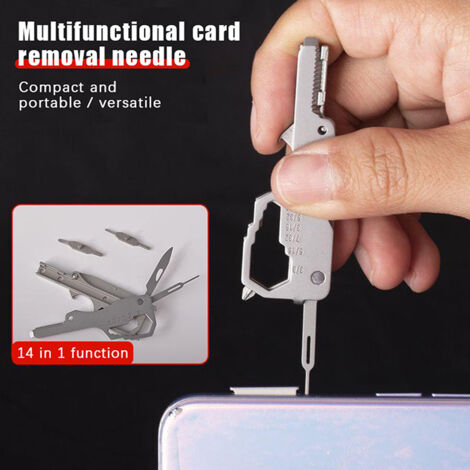Tournevis pour lunettes, éjecteur de carte SIM multifonction pour téléphone portable, ouvre-bouteille, porte-clés pliable et original, petit couteau