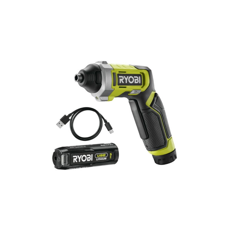 Tournevis 4V usb Lithium - 1 batterie 2,0Ah - coffret 10 embouts - RSD4-120T - Ryobi