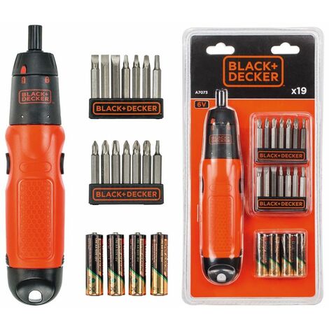 Tournevis sans fil 6V Black + Decker 19 pièces A7073