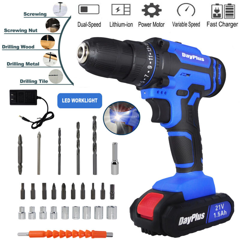 Tournevis sans fil brushless 45nm avec 2 x 1.5ah batterie et chargeur, boîtier, 26 pièces. Kit d'accessoires