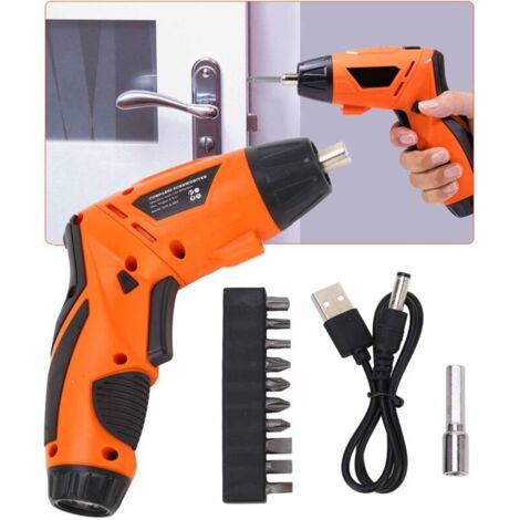 Tournevis sans fil, jeu de tournevis électriques rechargeables multifonctions pour l'assemblage de meubles Orange
