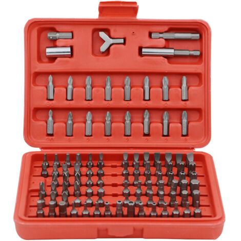 Tournevis Set de Réparation D'appareils Bit Set, Inviolable Tournevis Bit Set Hexagonale Tournevis Peu (100pcs, rouge)