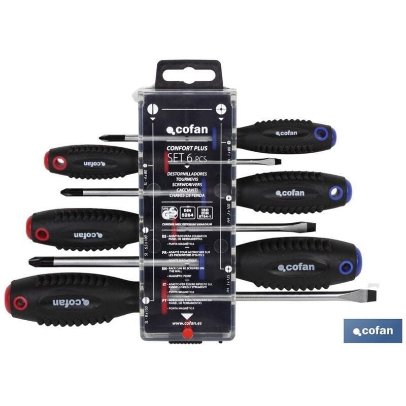 Présentoir de tournevis cruciformes plats 6 pcs.