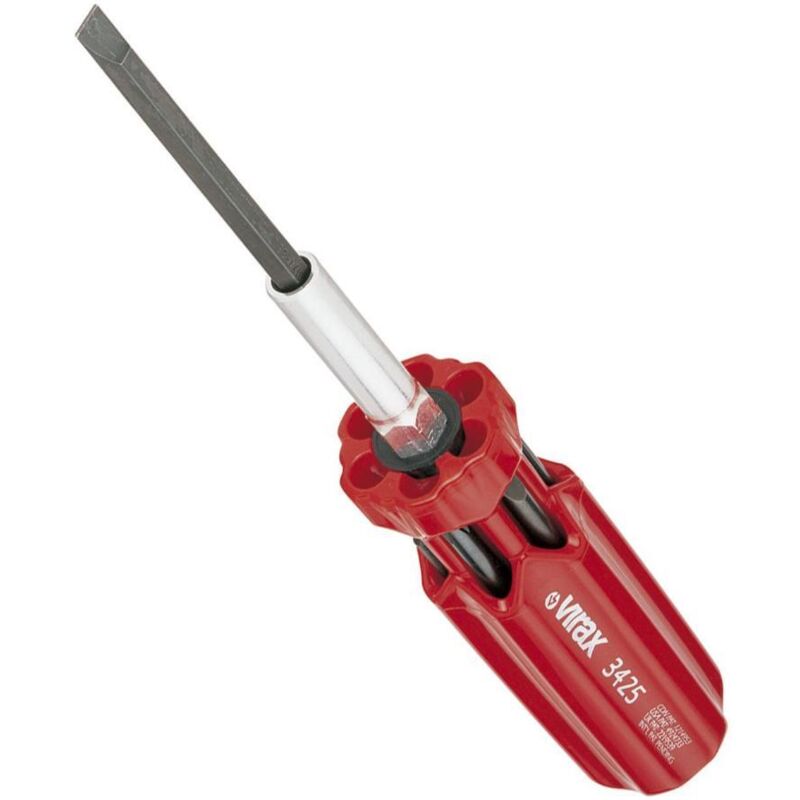 Virax - Tournevis à 7 embouts 0,8 x 5/1 x 7/2,5 x 8/PZ1/PZ2/PH1/PH2