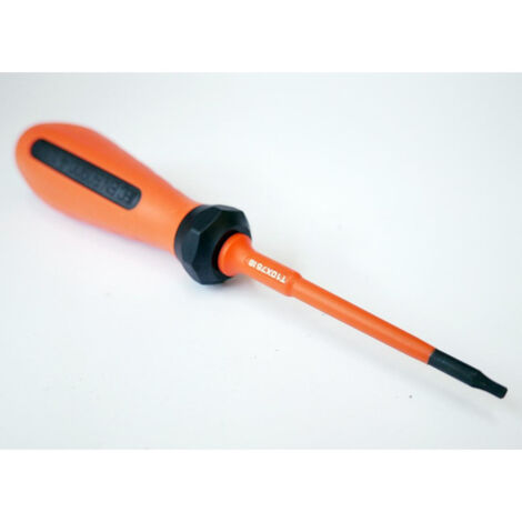 Tournevis Torx T10 3x75mm isolé 1000V orange / noir lame décolletée chromé manche bi-matière vis creuses DERANCOURT
