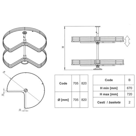 Tourniquet 3/4 rond - Décor : Anthracite - Diamètre : 705 mm - Pour caisson : 800 x 800 mm - INOXA INDUSTRIE