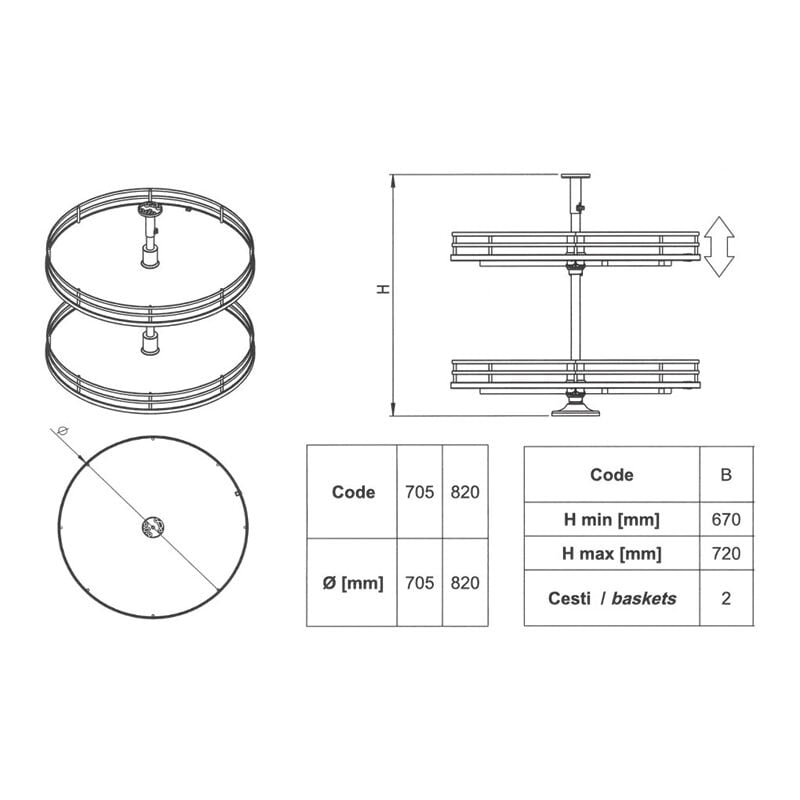 Tourniquet rond - Décor : Blanc / Fil chromé - Diamètre : 820 mm - Pour caisson : 900 x 900 mm Inoxa Industrie