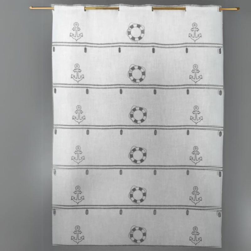 Modulable en étamine brodée 'Marine' Gris clair 0.58x2.2 m