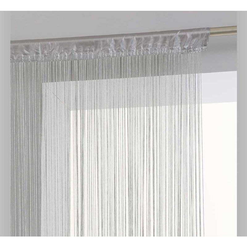 Rideau de fils unis et colorés Gris clair 90x200 cm