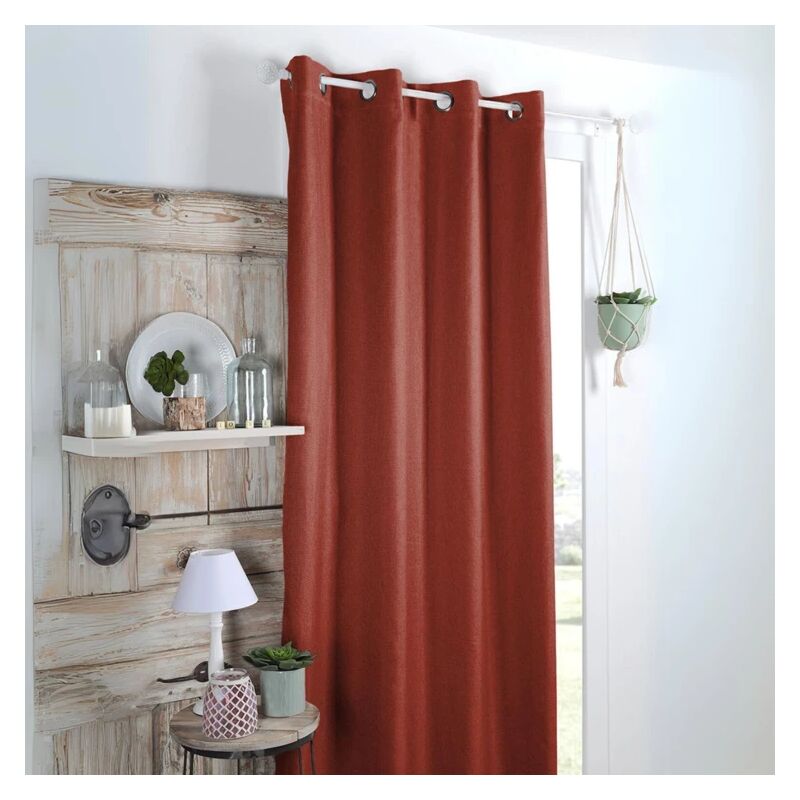 Rideau occultant uni tramé Terracotta 140x260 cm