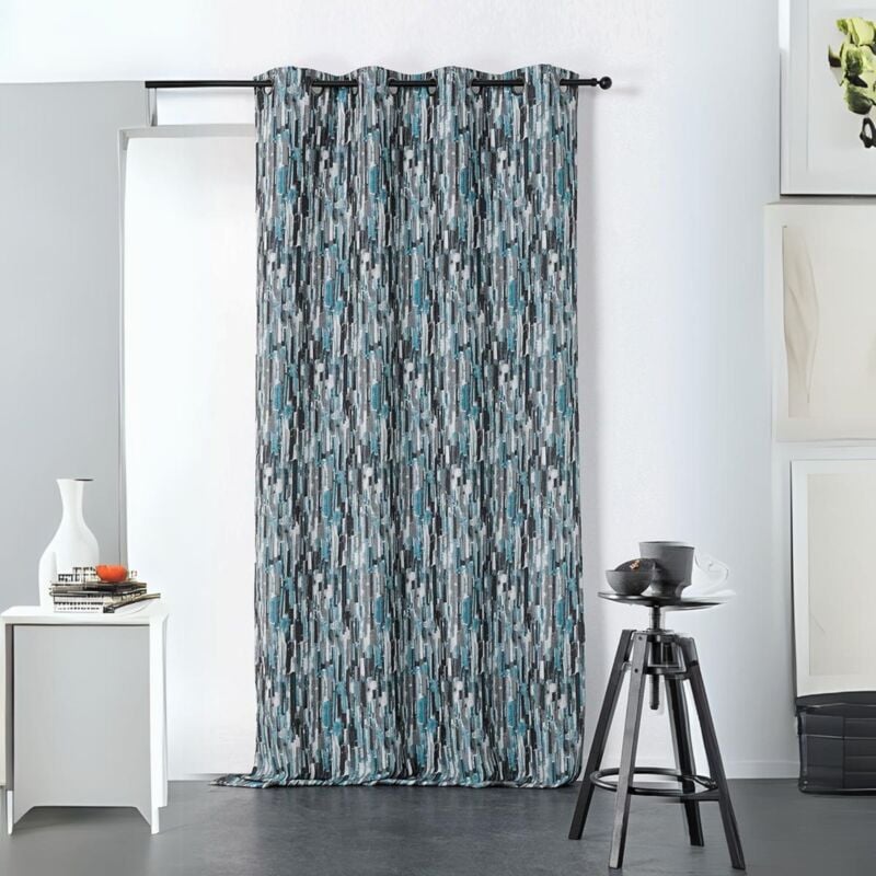 Rideau d'ameublement aux impressions abstraites Bleu 135x240 cm