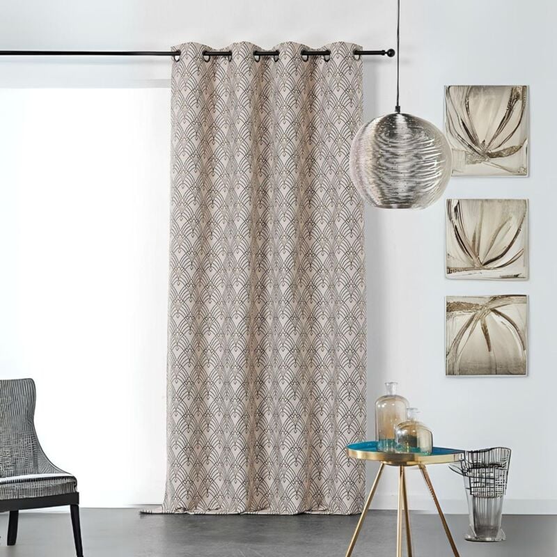 Rideau art décoratif en jacquard Beige 140x245 cm