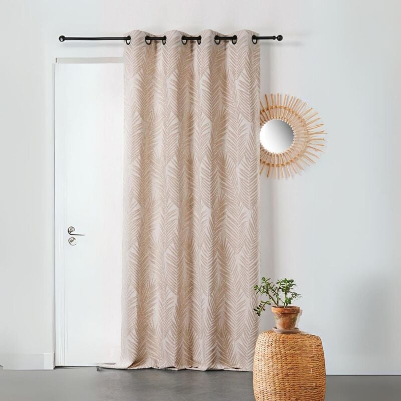 Rideau imprimé feuille de palmier Jaune Ocre 140x240 cm