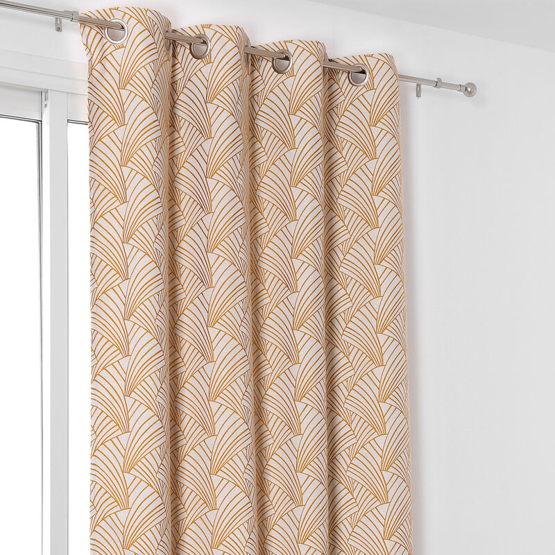 Linder - Rideau d'ameublement imprimé art déco Jaune 135x250 cm