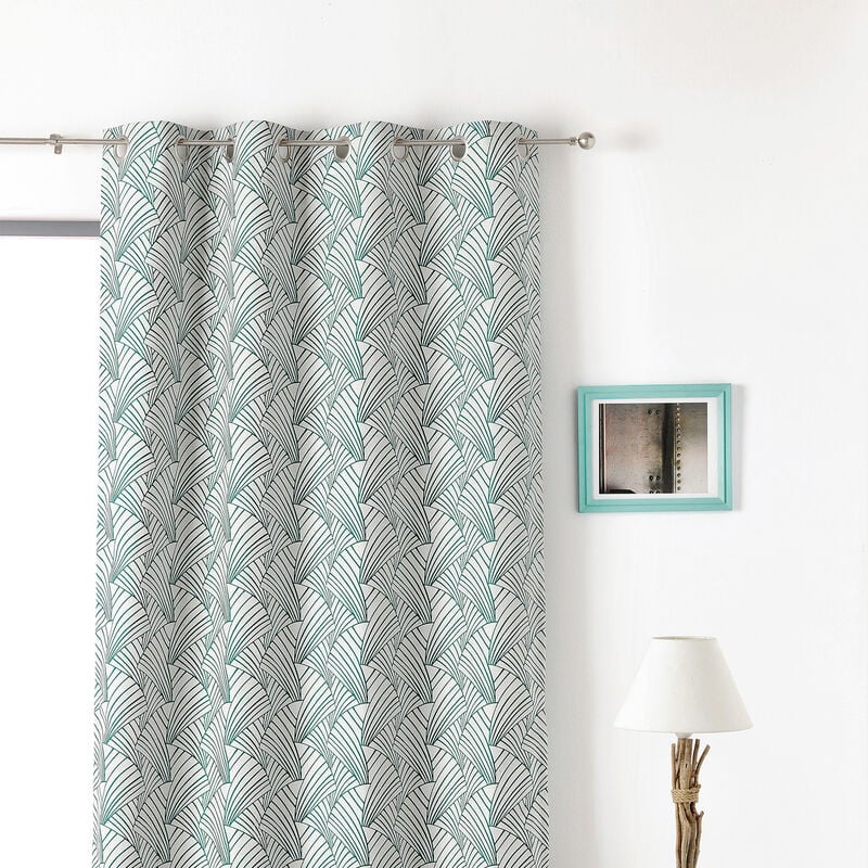 Linder - Rideau d'ameublement imprimé art déco Vert 135x250 cm