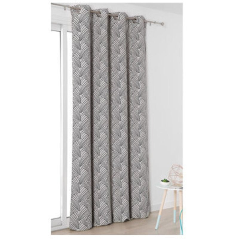 Linder - Rideau d'ameublement imprimé art déco Noir 135x250 cm