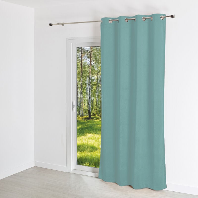 Rideau uni en suédine - Effet daim et velours Turquoise 140x260 cm