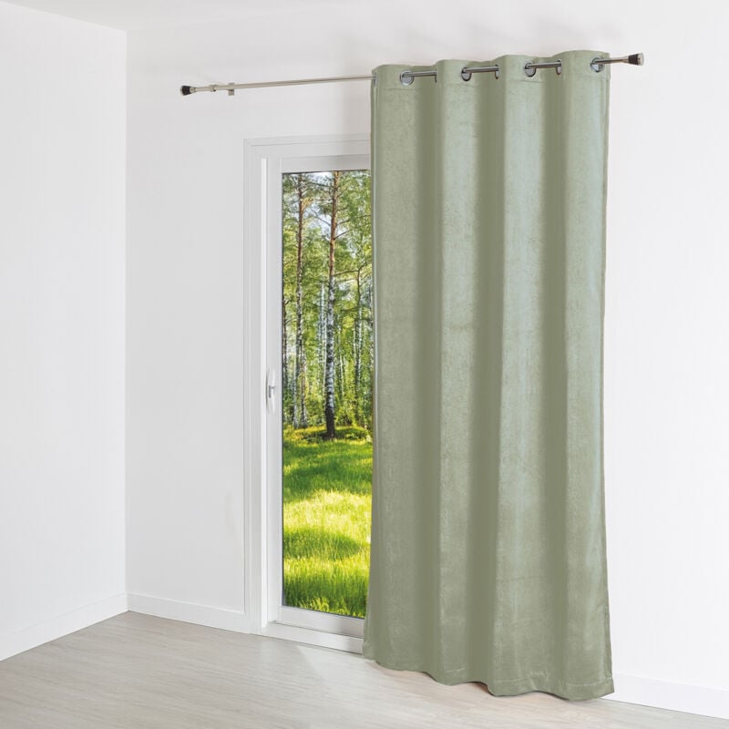 Rideau uni en suédine - Effet daim et velours Vert tilleul 140x260 cm
