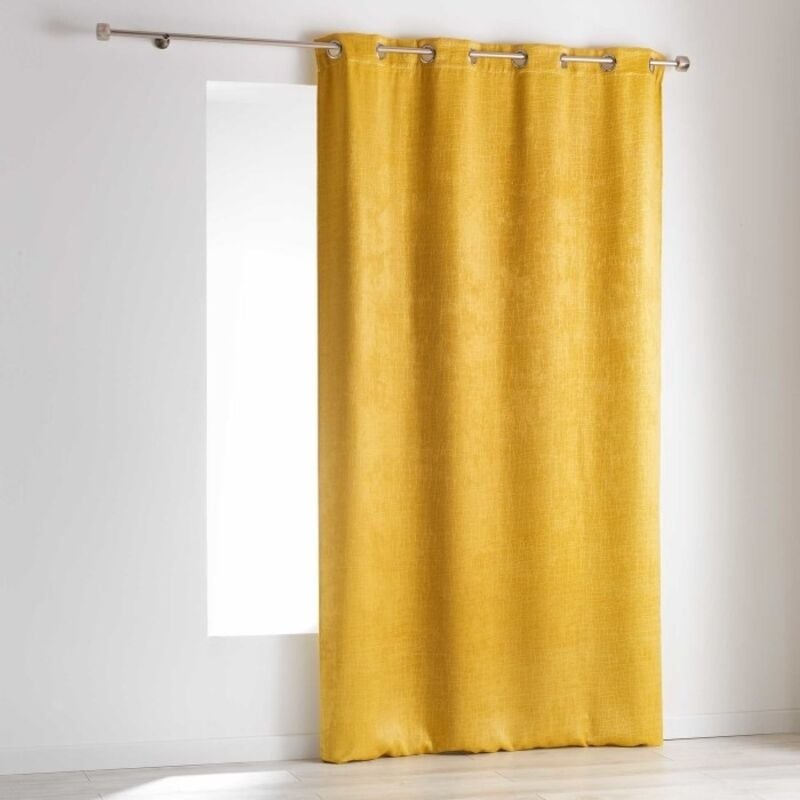 Homemaison - Rideau a oeillets 140 x 240 cm occultant velours frappe opacia Jaune