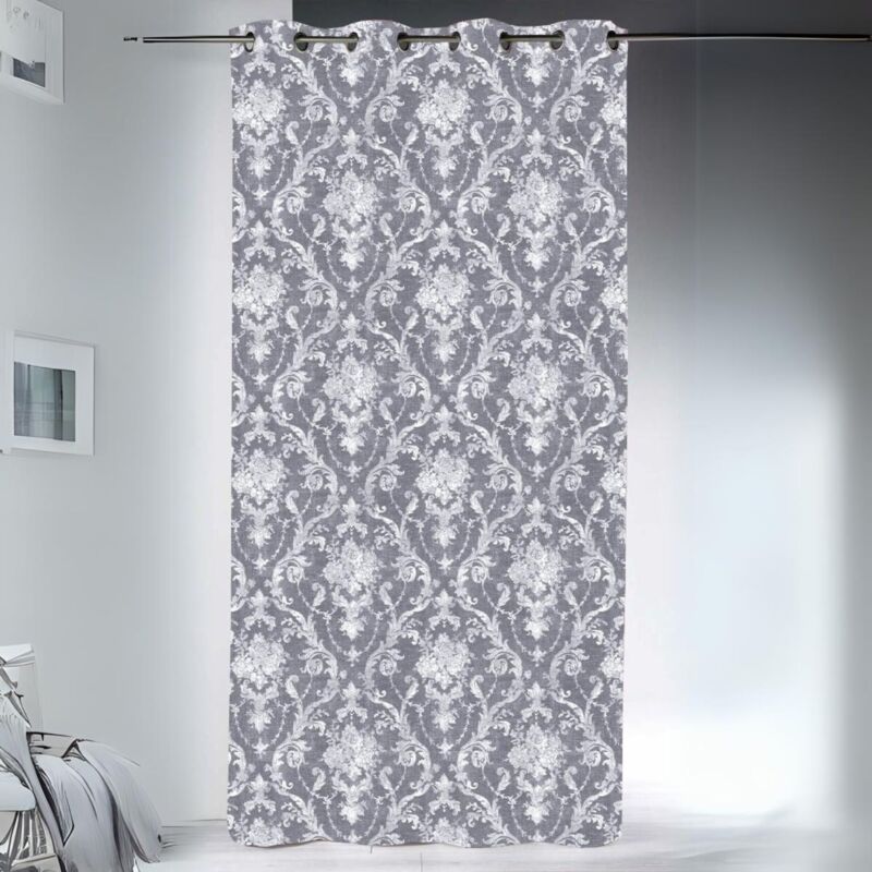 Homemaison - Rideau occultant ambiance baroque - 145x260cm - Gris anthracite