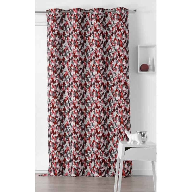 Rideau Géométrique Montagne - 135x250cm - Rouge